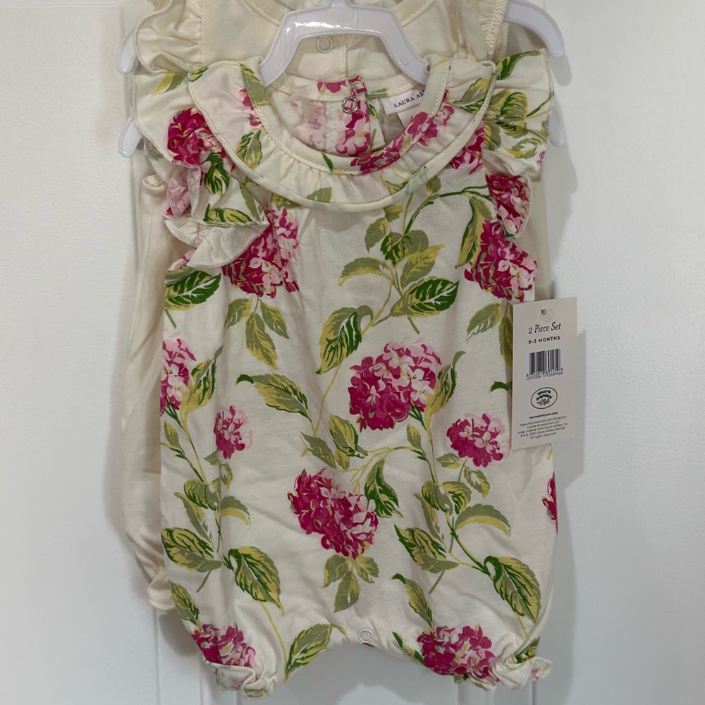 Laura Ashley Pink and Green Floral Baby Set